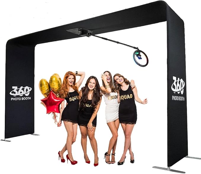  PartySelfie SKY360 - A PartySelfie 360 platformtól eltérően itt a kamerás forgókar  2,5méter magas van felszerelve. Látványos, szerkezet, ami alá akár 8-10 személy állhat.